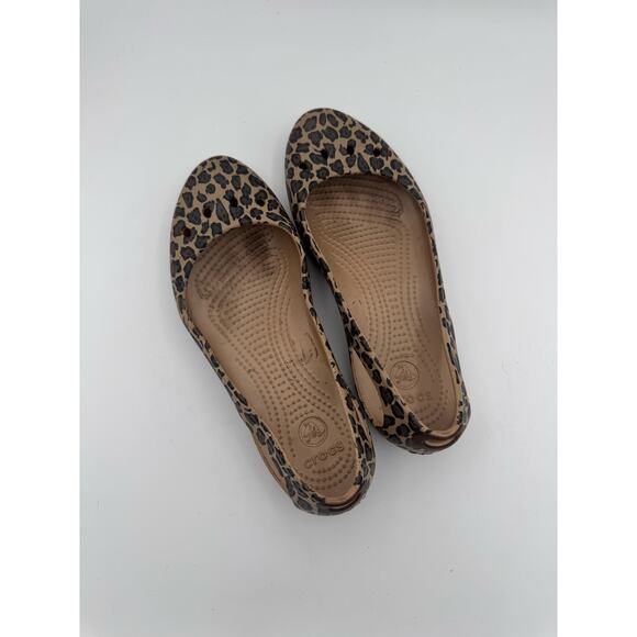 Crocs Kadee Thea Ballet Flats Womens 9 Leopard Animal Print Casual Shoes - Picture 2 of 3